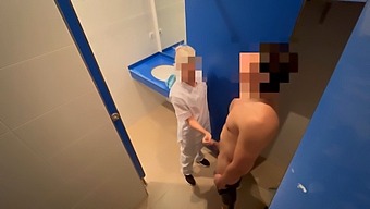 Intense Jerking Session With A Gym Cleaning Girl Who Helps Finish With A Blowjob