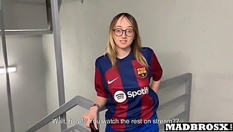 Barcelona Fan Gets Double Penetrated By Psg Fans In The Stadium'S Corridors